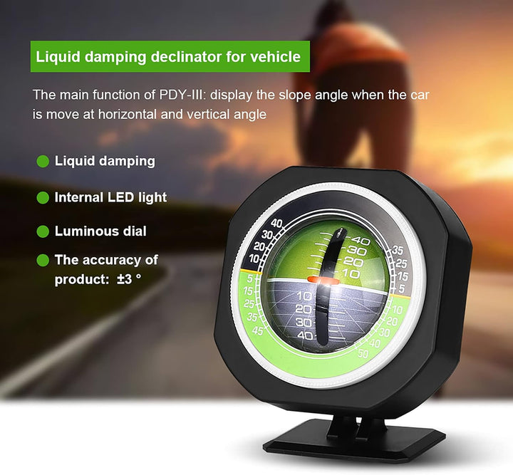 Auto Kompass Neigungsmesser, Aussenleuchtender LED Neigungsmesser Digitaler Neigungsmesser Winkelmes