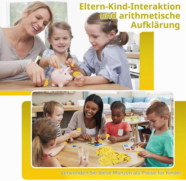 Prasacco 300 Stück Goldmünzen, Kunststoff Goldmünzen, Spielmünzen für Kinder - Spielgeld, Mitgebsel,