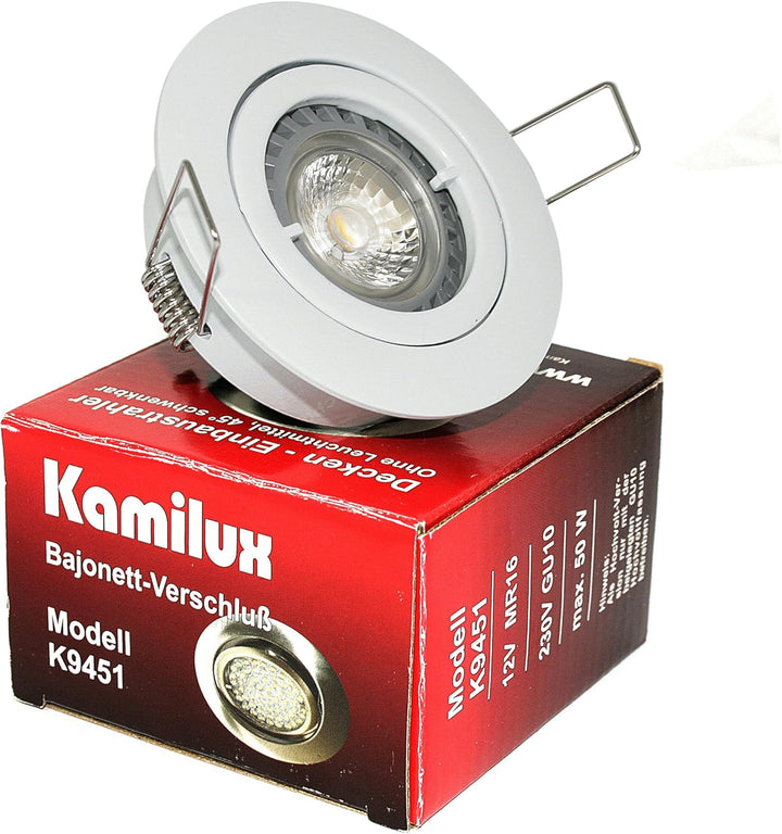Kamilux 4er Set Einbaustrahler/Spot Bajo in weiss, Halogen oder LED geeignet, inkl. GU10 Fassung 230