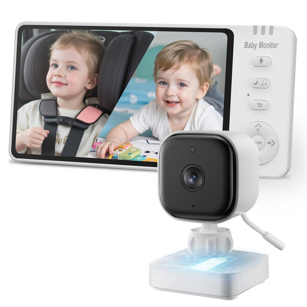 Baby Kamera Auto: 5" HD Kabelloser Baby Monitor mit Infrarot-Nachtsicht und Temperaturanzeige Batter