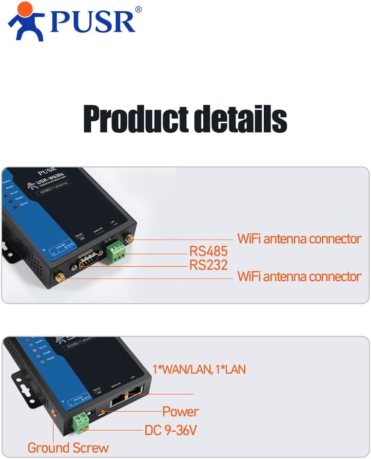 PUSR Industriequalität Dual Band WIFi5 Wireless Client Modbus Gateway MQTT 2 Ethernet-Ports Seriell