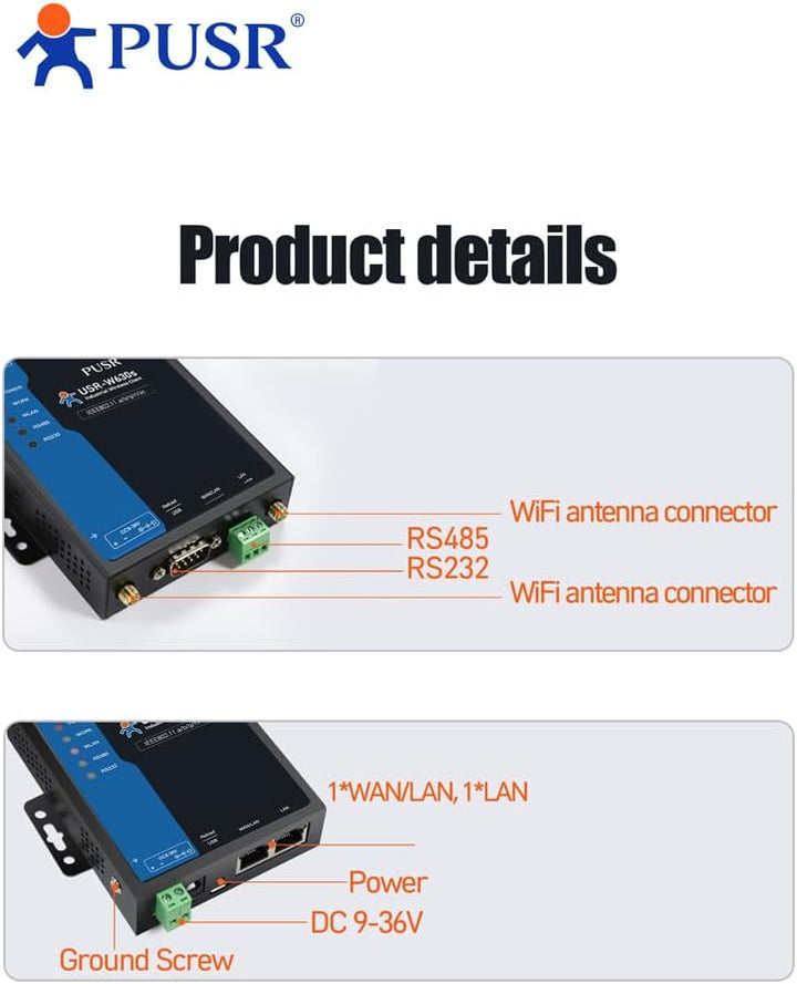 PUSR Industriequalität Dual Band WIFi5 Wireless Client Modbus Gateway MQTT 2 Ethernet-Ports Seriell