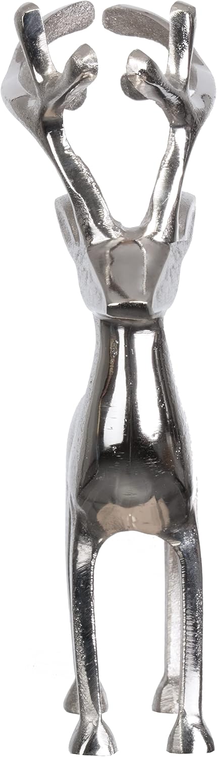 Brandsseller Dekofigur Rentier Weihnachtsdeko Deko Hirsch Aluminium Silber 26,5 cm hoch ca. 26,5 cm