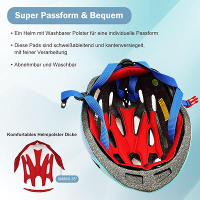 Fahrradhelm Robuster Kinder Helm Verstellbarer Skateboardhelm Radhelm Skaterhelm 52-56CM für Mädchen