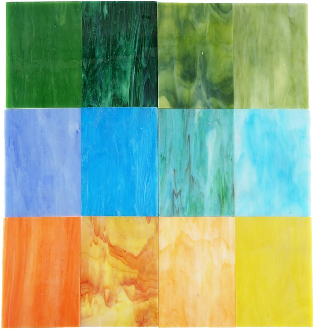 Lanyani (10 Blatt) Vielzahl Buntglas-Blätter, 10,2 x 15,2 cm grosse Kathedrale Glasmosaikfliesen zum
