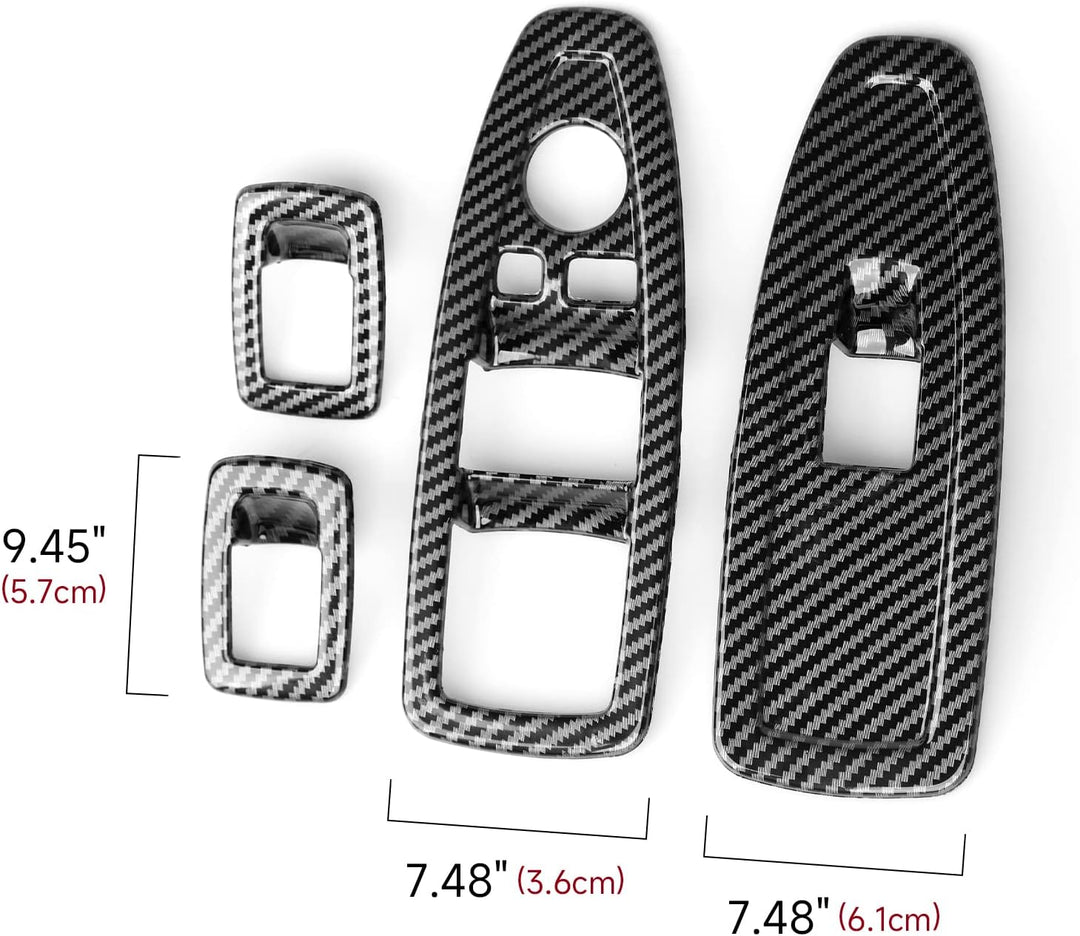 4PCS Auto Fenster Schalter Abdeckung Cover Carbon Fiber Aufkleber ABS Fenstersteuerungsschalter komp