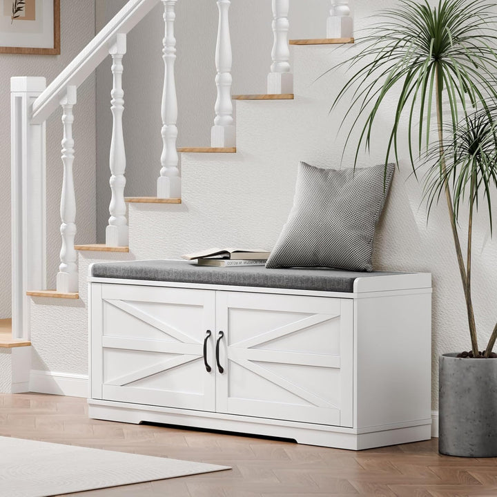 Gyfimoie Schuhbank mit Sitzfläche, Schuhschrank mit Türen, Sitzbank Flur mit Sitzbank, Schuhschrank
