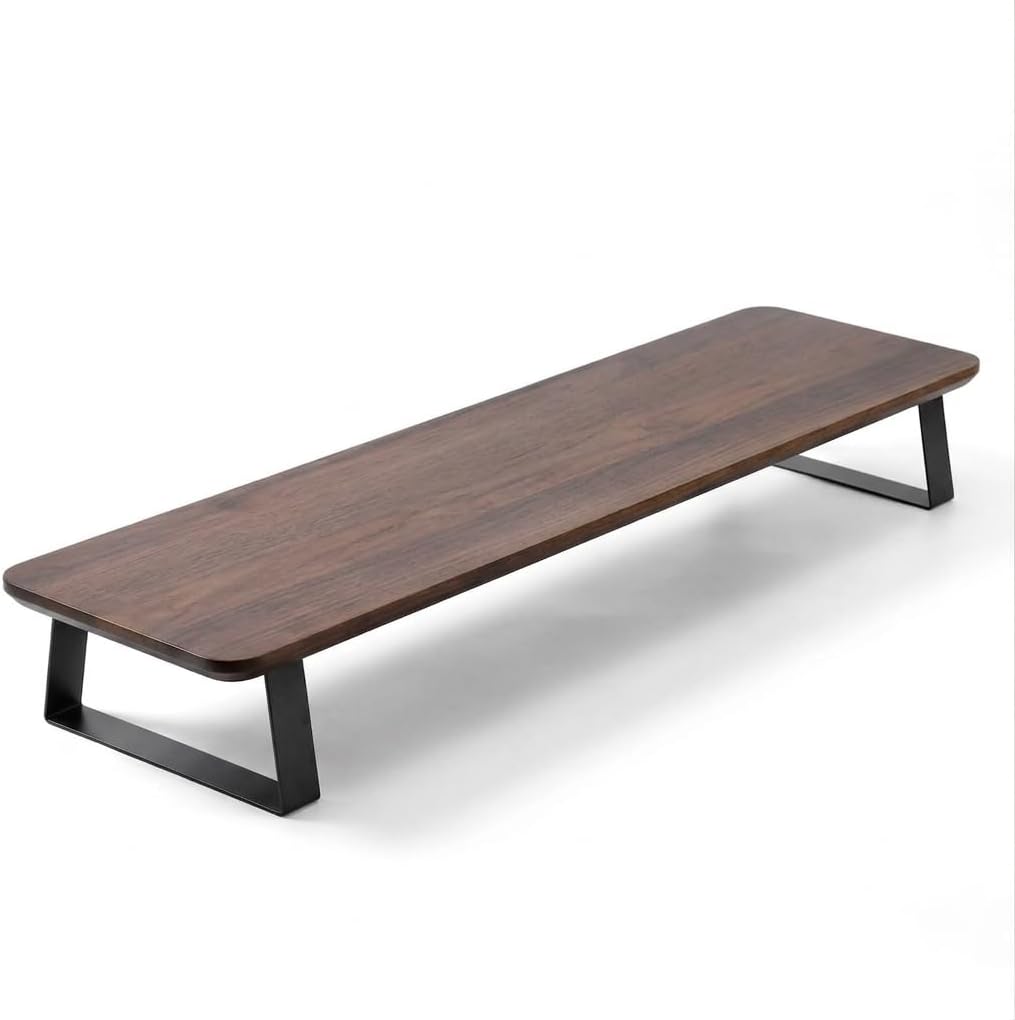 Monitorständer Desk Shelf 100 cm Walnuss | Monitorerhöhung Holz mit modularem Schienensystem | Schre