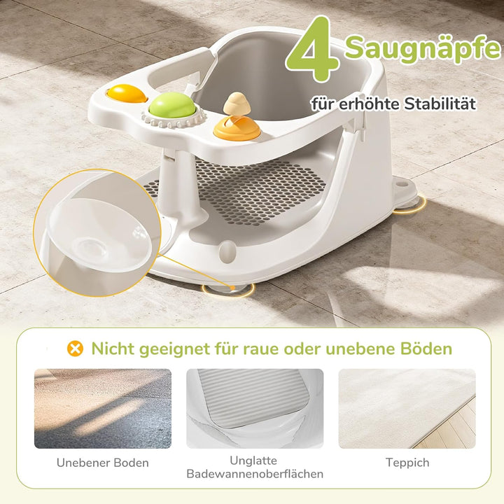 DEANIC Badewannensitz Baby ab 6 Monate - Badesitz mit Rutschfesten Saugnapfen, Netzsitz-Design zur V
