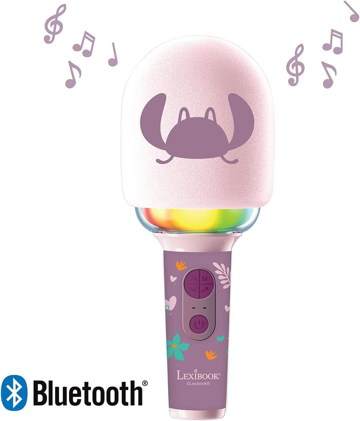 Lexibook, Disney Stitch Angel, Karaoke-Mikrofon Angel – Mikrofon mit Sound- und Lichteffekten, Pink,