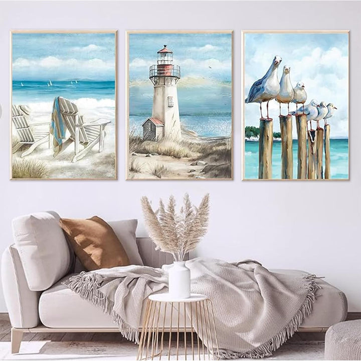 SASMoiyug 6 Stück Malen nach Zahlen Erwachsene, DIY am Meer Sandstrand Malen nach Zahlen Set Mit 6 P
