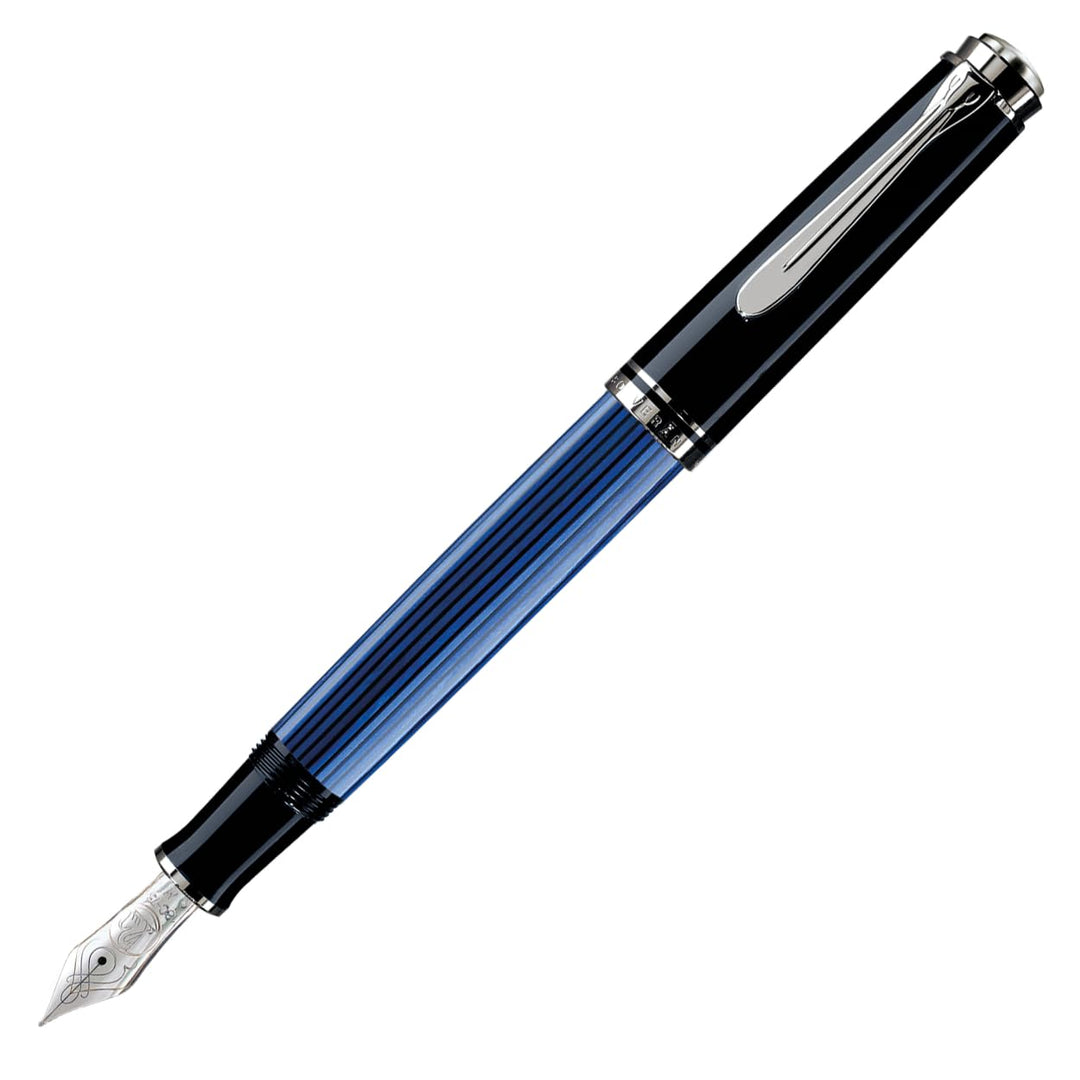 Pelikan Füllhalter Souverän 805, Schwarz-Blau, Feder B (breit), hochwertiger Kolbenfüller im Geschen