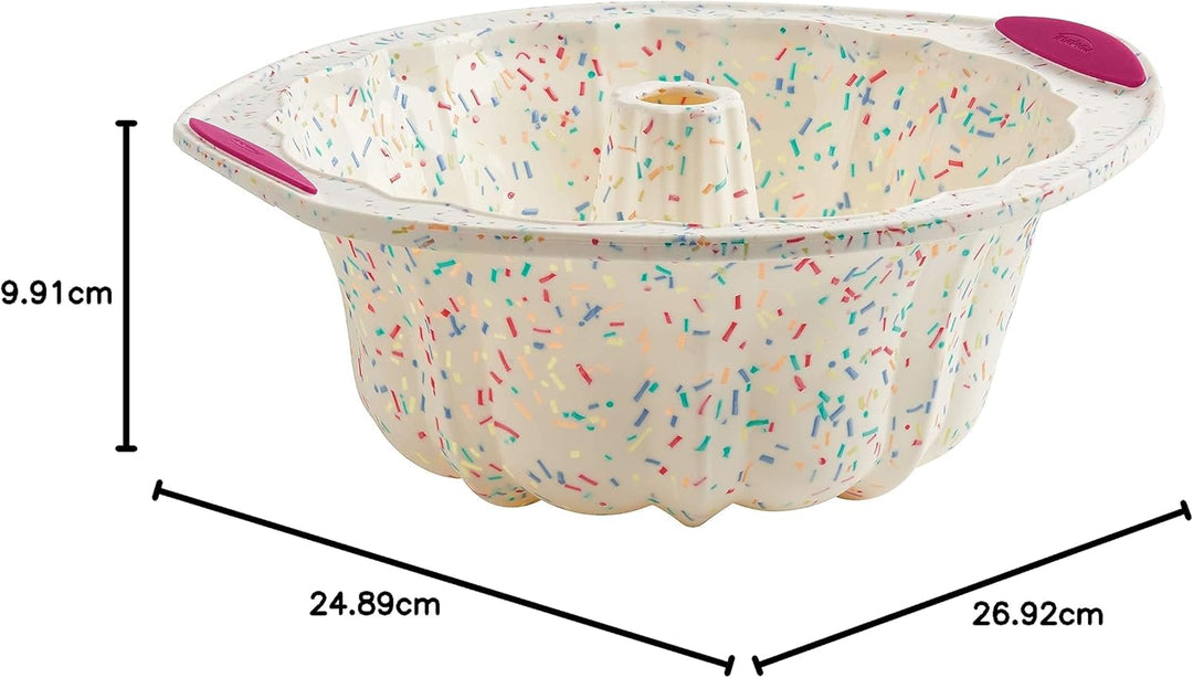 Trudeau 05118558 Strukturierte, geriffelte Kuchenform, Silikon, mittelgross, Konfetti-Weiss