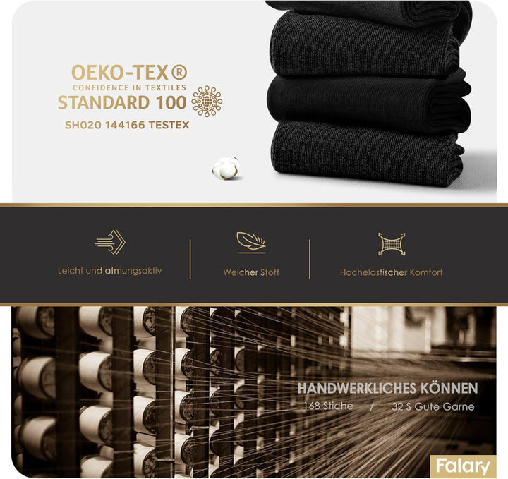 FALARY 12 Paar Socken Herren Damen Baumwolle Herrensocken Schwarz Weiss Sport Socks Atmungsaktive 35