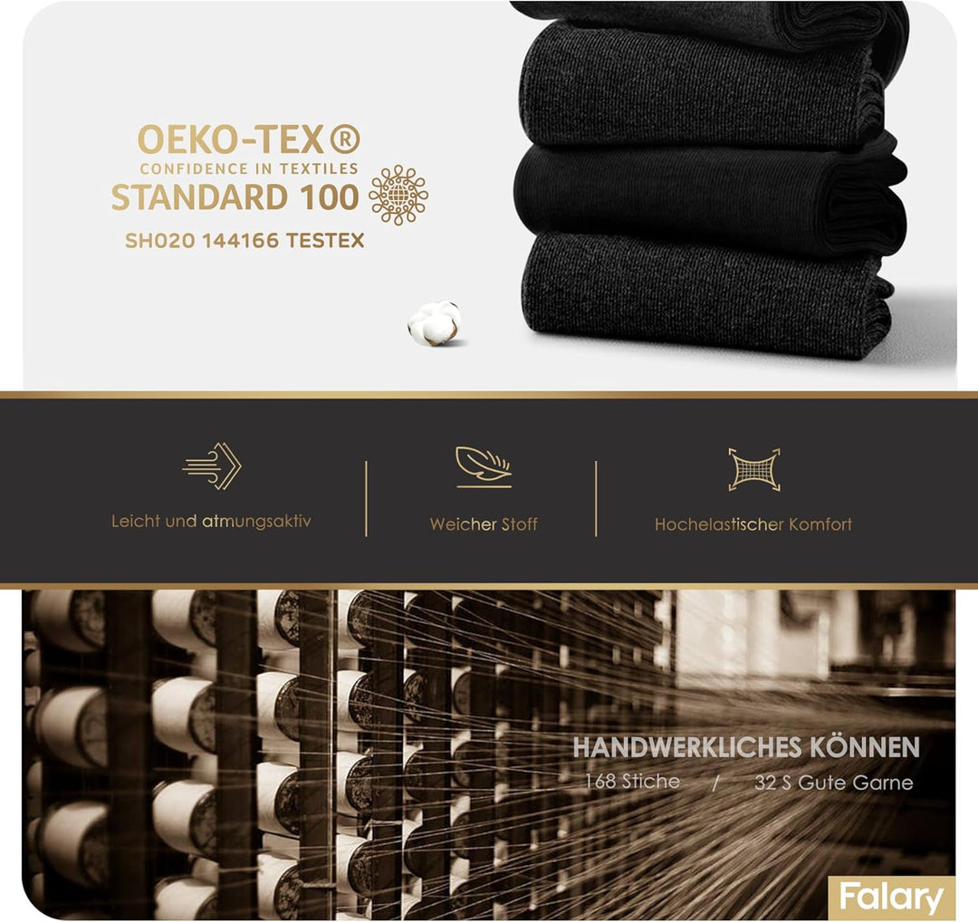 FALARY 12 Paar Socken Herren Damen Baumwolle Herrensocken Schwarz Weiss Sport Socks Atmungsaktive 43