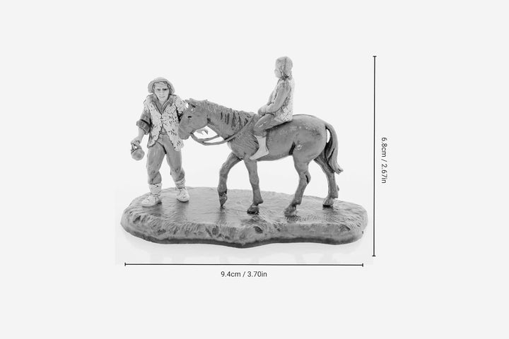 Moranduzzo Mann mit Kind auf Pferd für 6 cm Krippe Massstab 1:32 – MINI 6 – Unzerbrechliche Figur, S