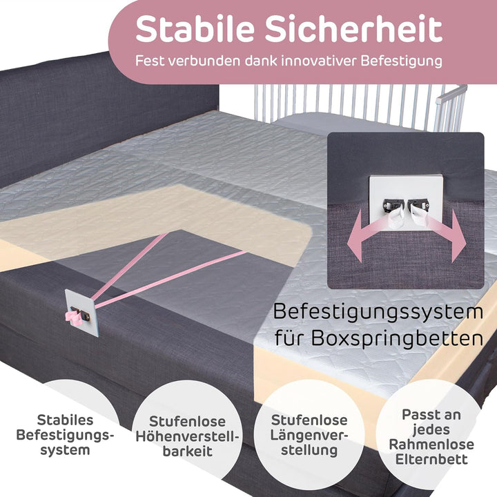 babybay Boxspring Beistellbett aus massivem Buchenholz/kompakt & verwandelbar/Kinderbett Höhe stufen