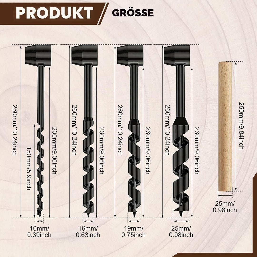 CISSIYOG Holzbohrer Manuell Bushcraft, Bushcraft Bohrer Überlebensausrüstung mit Manueller Schrauben