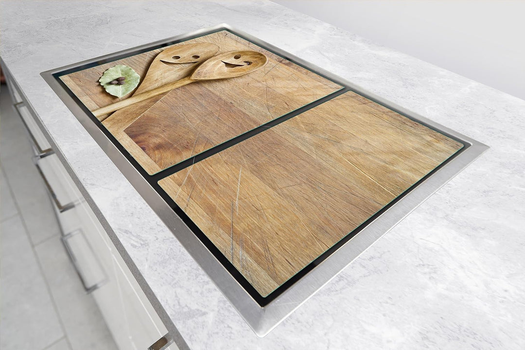 TMK ArtDeko Herdabdeckplatte 2 Teilig 40x52 + 35x52 cm - Spritzschutz Herdabdeckung – Herdschutz aus