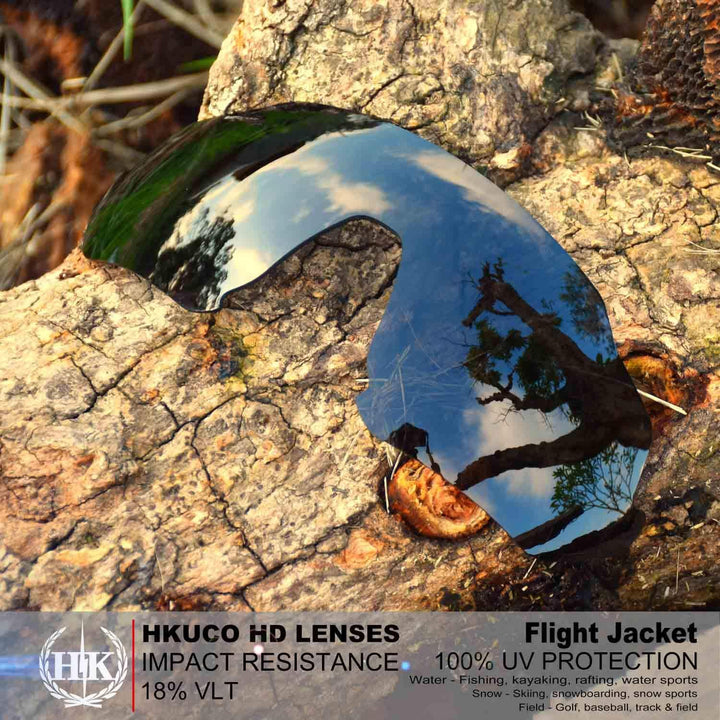 HKUCO Reinforce Schwarz/Photochromicic Polarisiert Ersatz-Brillengläser für Oakley Flight Jacket Son