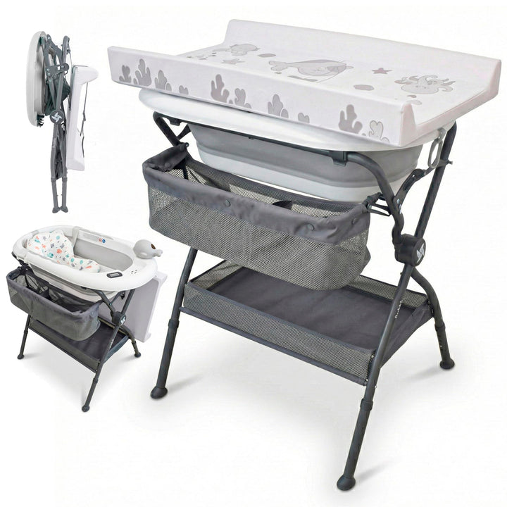 Twinly Bubbly – Faltbare 2-in-1-Baby-Badewanne – Ergonomisch verstellbare Höhe, abnehmbare Badewanne