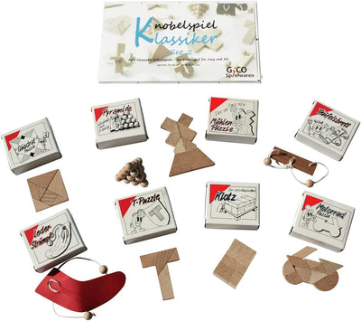 Knobelspiel Klassiker Sets - 8 Geschicklichkeitsspiele in Geschenkverpackung - incl. Lösung (Set 2),