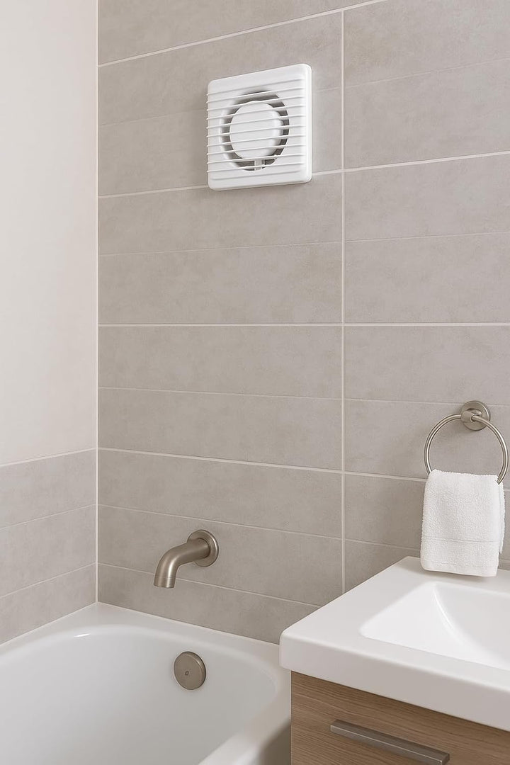 MKK Badlüfter 100mm Wandmontage Leise Lüfter Wohnraumlüfter Weiss (Nachlauf Timer), Nachlauf Timer