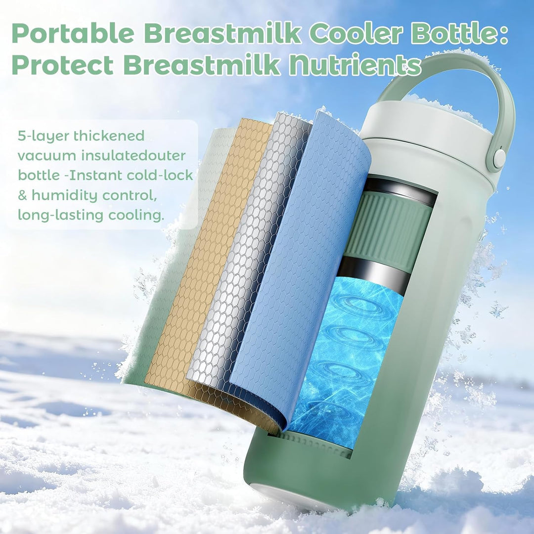 Tragbarer Muttermilchkühler für draussen, 600ml Kapazität Grosser, 360°- langzeitige Gesamtkühlung,