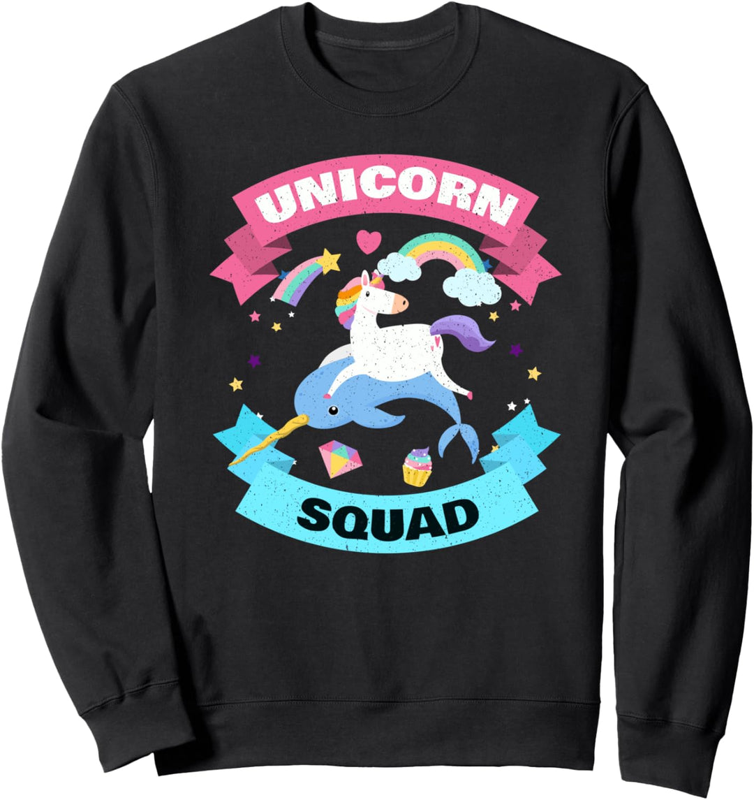Lustiger Narwal-Einhorn-Kader Jahrgang verzaubertes Tiergesc Sweatshirt