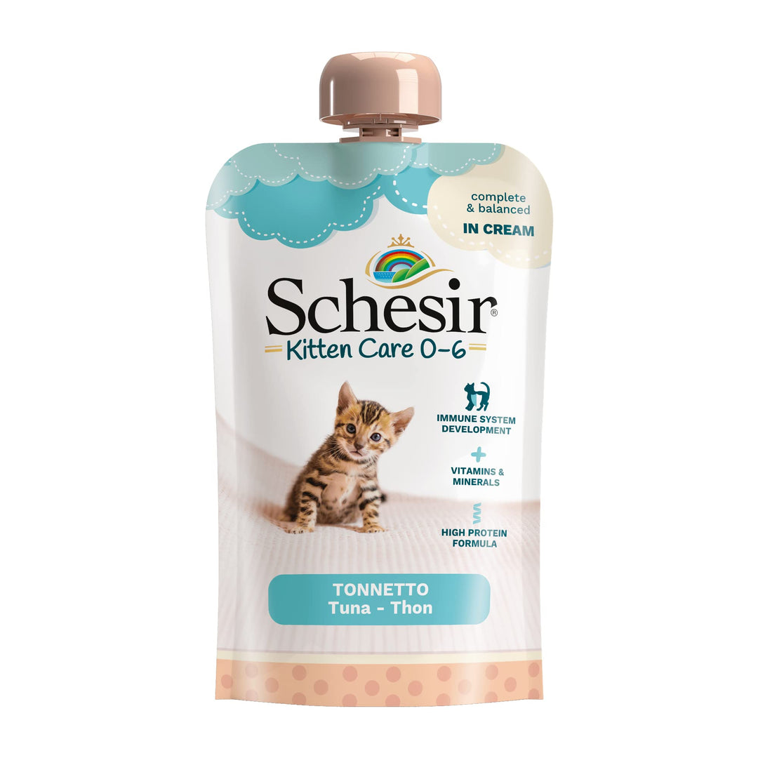 Schesir Cat Kitten Cream Thunfisch - Kitten Nassfutter für Junge Katzen - Hühner-Creme getreidefrei,