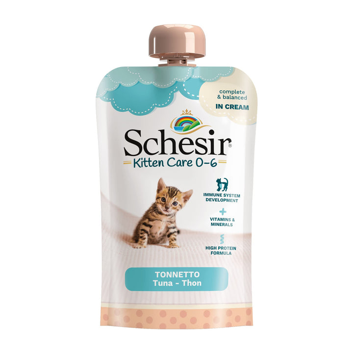 Schesir Cat Kitten Cream Thunfisch - Kitten Nassfutter für Junge Katzen - Hühner-Creme getreidefrei,