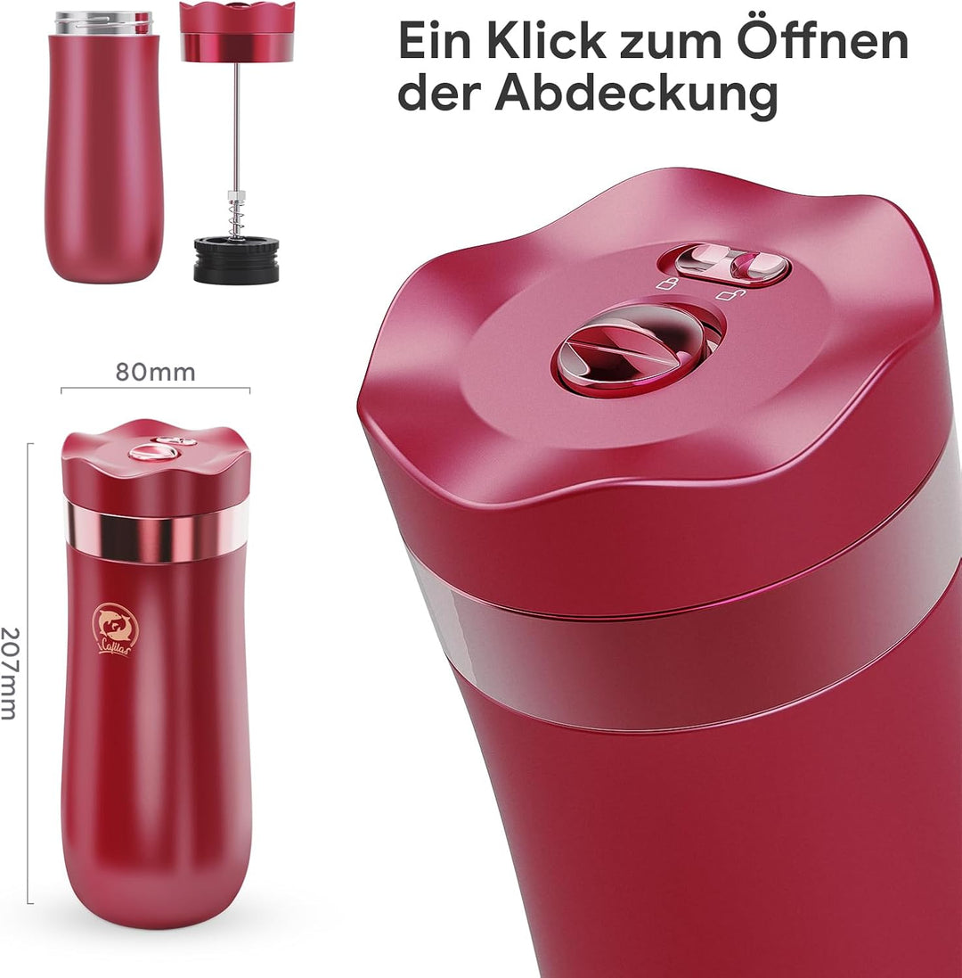 i Cafilas 2-in-1 Edelstahl Thermosbecher mit French Press - 350/500ml, Isolierter Reisekaffeebecher,
