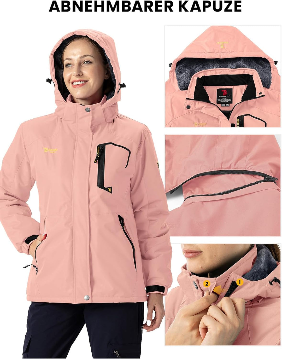Damen Jacken Fleecejacke Winterjacke Wasserdicht Atmungsaktiv Verdickt Warm Winddicht Softshelljacke
