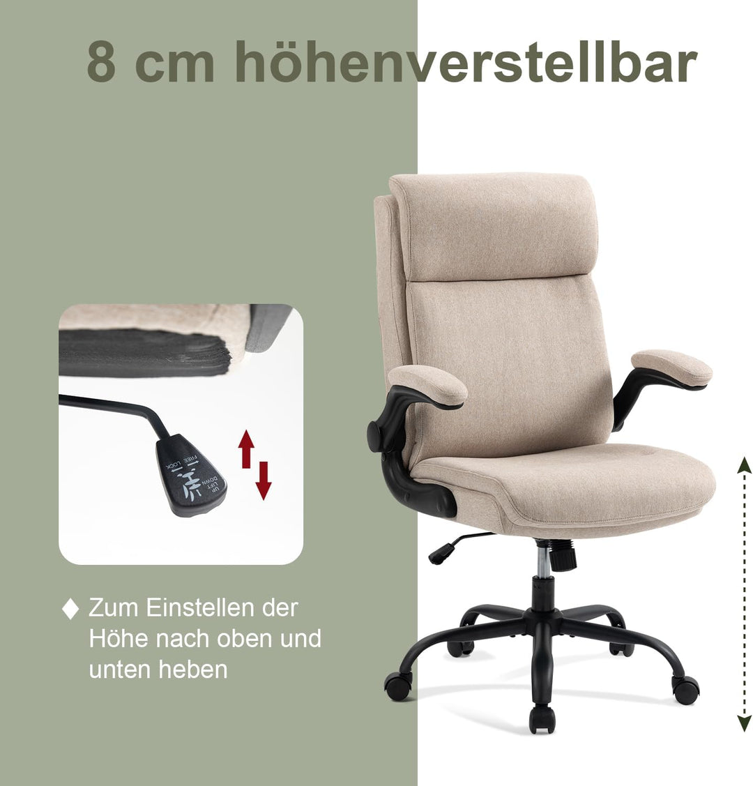 CASTLOVE Ergonomischer Bürostuhl - Schreibtischstuhl mit Rückenlehne - Hochklappbare Armlehne - Hohe