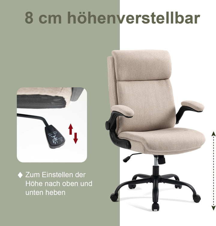 CASTLOVE Ergonomischer Bürostuhl - Schreibtischstuhl mit Rückenlehne - Hochklappbare Armlehne - Hohe