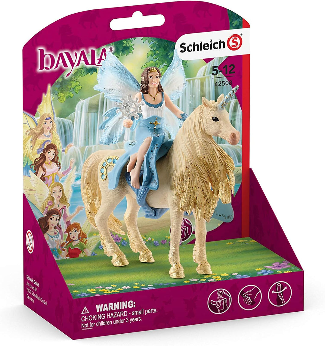 Schleich 42508 Eyela Riding on Golden Unicorn Bayala, 16 x 19 x 25.5 cm Standardverpackung, Standard
