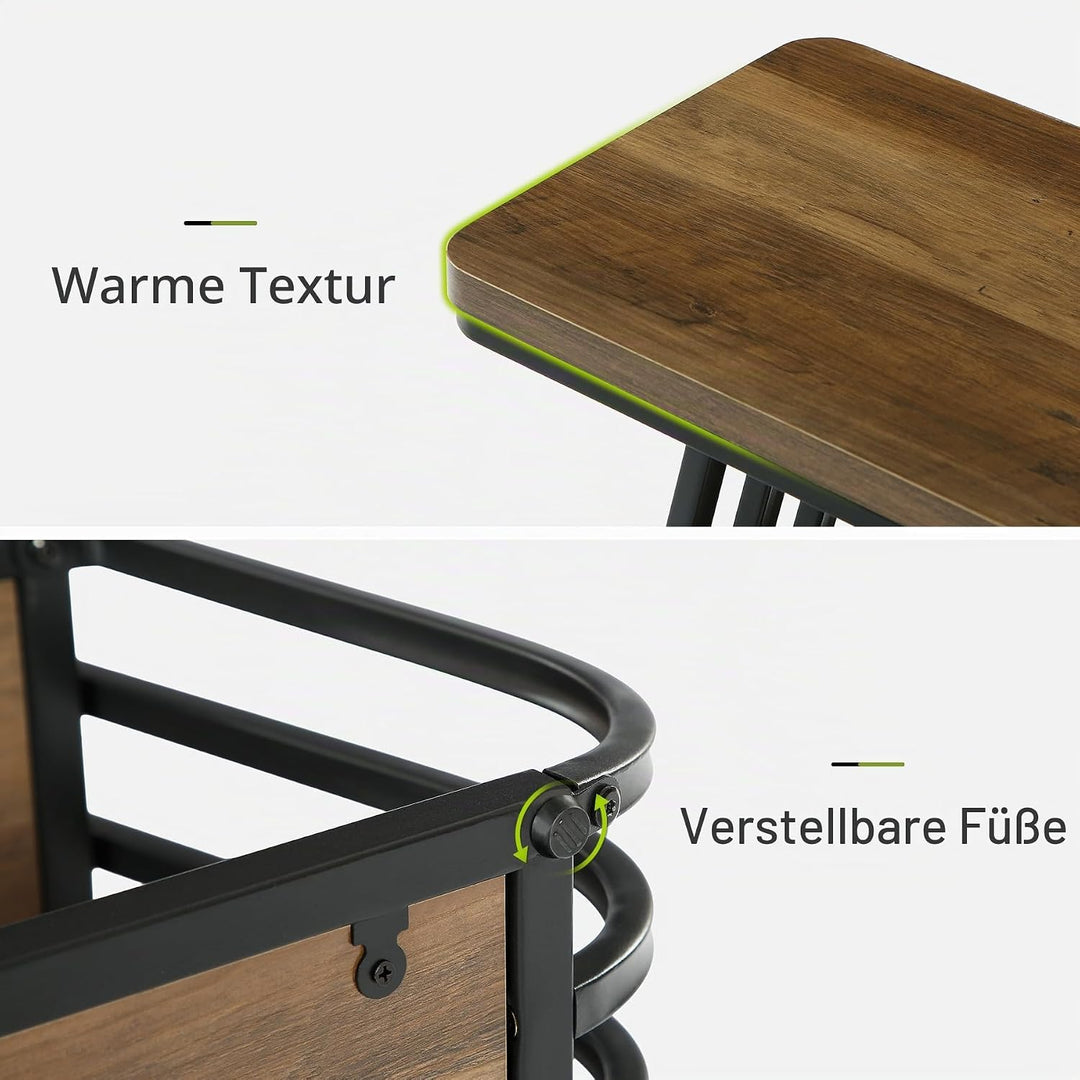 Tribesigns Beistelltisch, 3-Stufiger Nachttisch Schmal für kleine Räume, Industrie Sofa Tisch Holz f