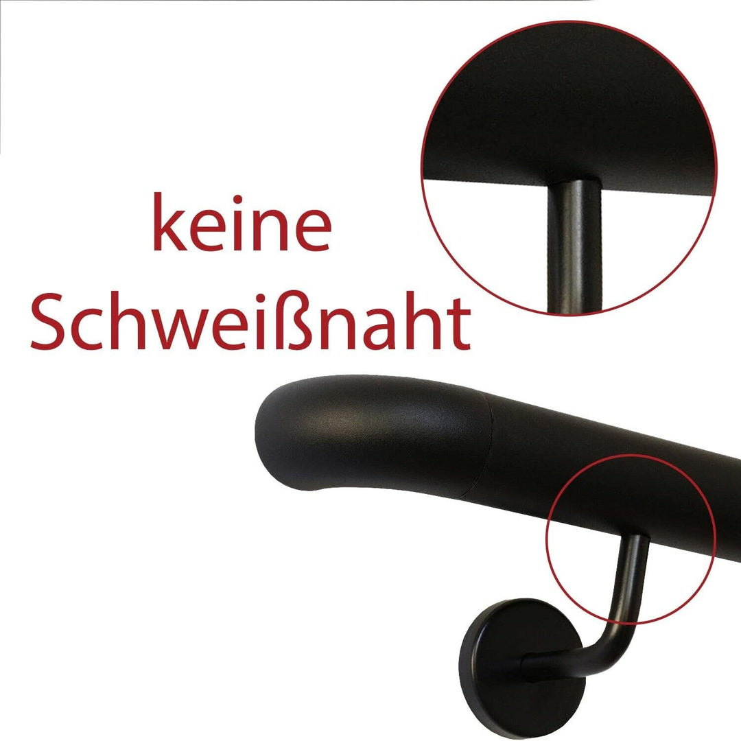 TIBU Handlauf Schwarz pulverbeschichtet V2A Edelstahl Geländer innen aussen wetterfest beständig 320