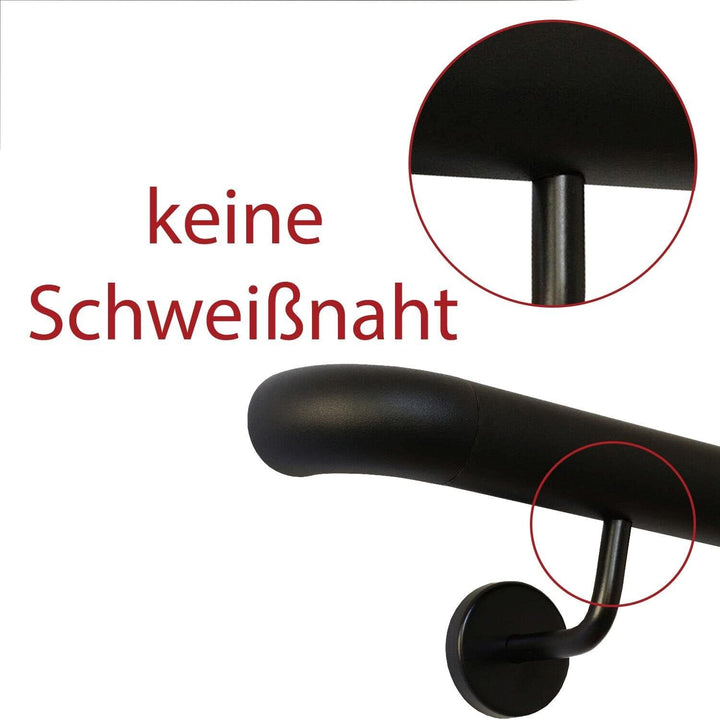 TIBU Handlauf Schwarz pulverbeschichtet V2A Edelstahl Geländer innen aussen wetterfest beständig 320