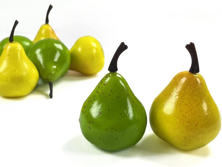 Laiiqi 30pcs Gefälschte Birne Dekoration, Mini Künstliche Gelbe Birnen Lebensechte Grüne Birnen Gefä