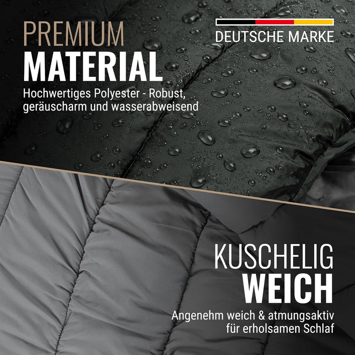 WANDERFALKE® Premium Schlafsack Erwachsene (Alpinist/Wanderer), 3-4 Jahreszeiten (480GSM) &amp; Sommersc