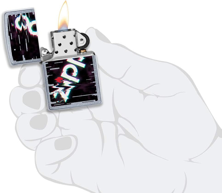 ZIPPO – Sturmfeuerzeug, Zippo Logo, Color Image, Street Chrome, nachfüllbar, in hochwertiger Geschen