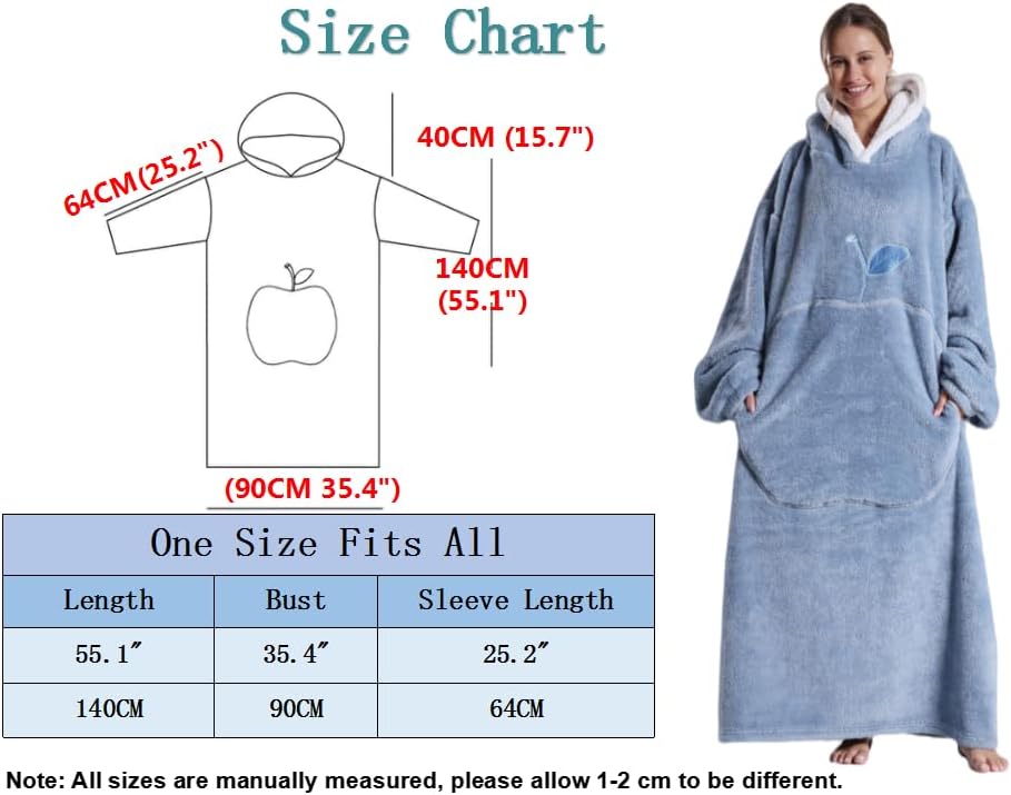 Verlängert Übergrosse Hoodie Decke,Decken Hoodie Damen mit Tasche und Kapuze,Superweiche und Warme K