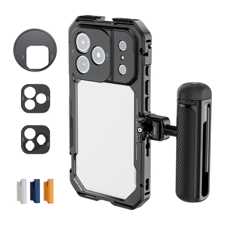NEEWER 17 Pro Käfig Cage Video Rig Handy Stabilisator Set kompatibel mit iPhone 17 Pro mit 67mm Filt
