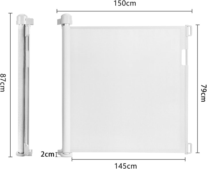 NAIZY Treppenschutzgitter Rollo Ausziehbar Türschutzgitter 87 x 0-150 cm Absperrgitter Treppenschutz