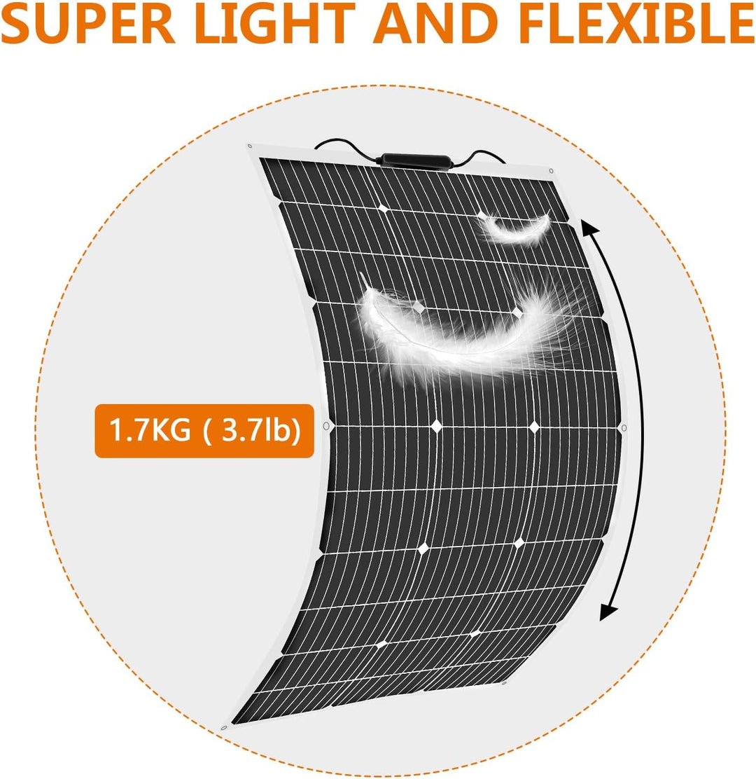 200W 12V Solarpanel Flexible Kit 2x100W 18V Flexibel Monokristallines Photovoltaik Solarmodul mit 20