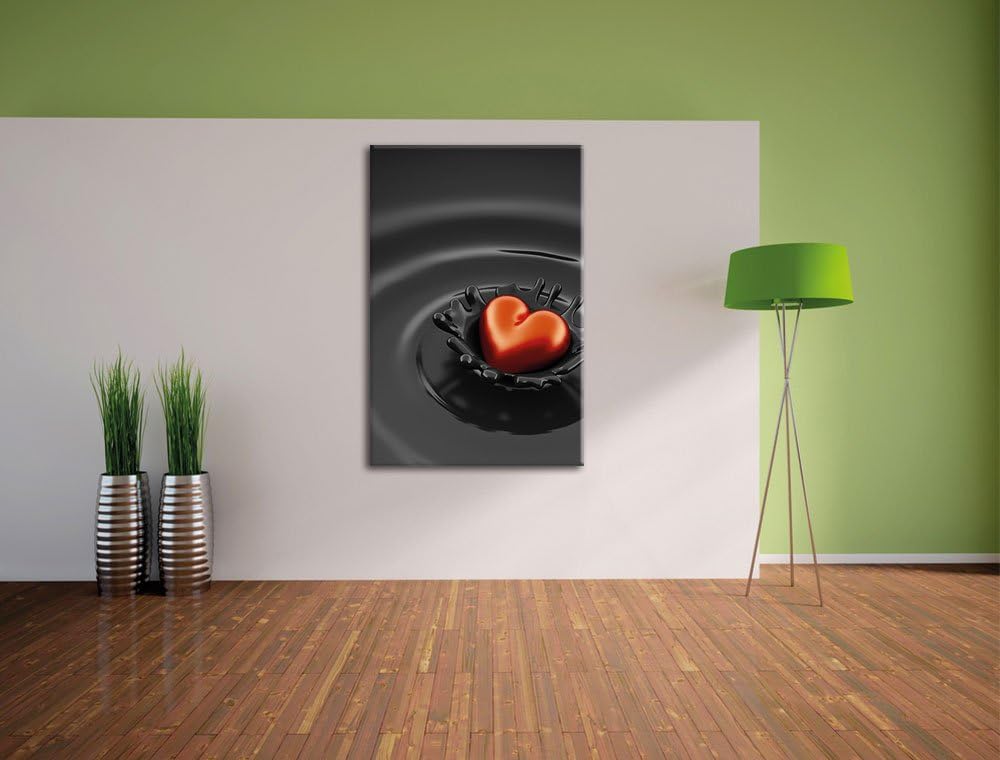 Pixxprint Rotes Herz in Schokolade als Leinwandbild/Grösse: 100x70 / Wandbild/Kunstdruck/fertig besp
