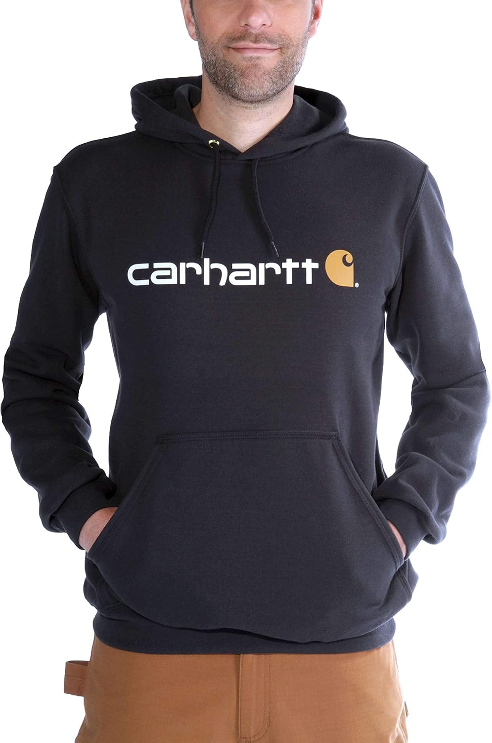 Carhartt Herren-Sweatshirt mit charakteristischem Logo und Kapuze, mittelschwer XS Schwarz, XS Schwa