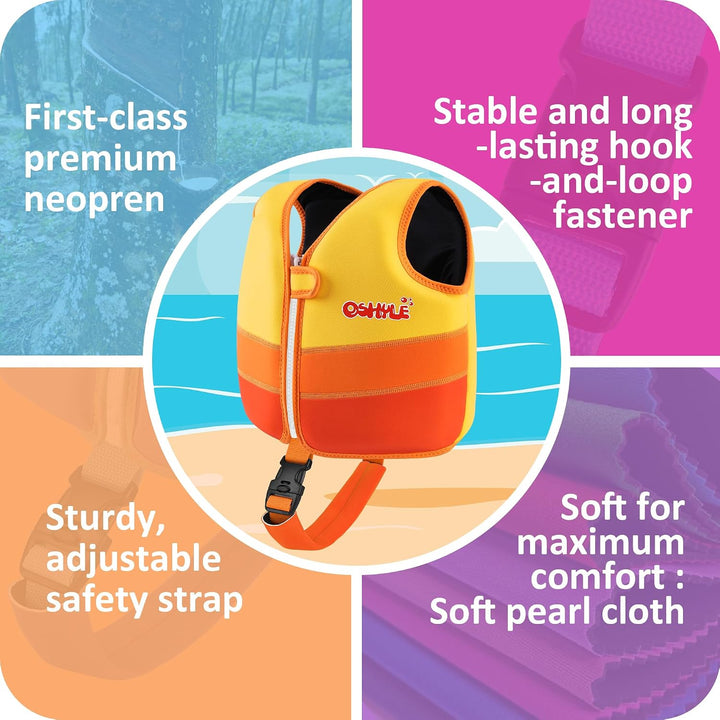 OSHYLE Kinder Schwimmweste - Jungen Mädchen Neopren Schwimmen Jacke Kleinkind Schwimmen Floating Neo