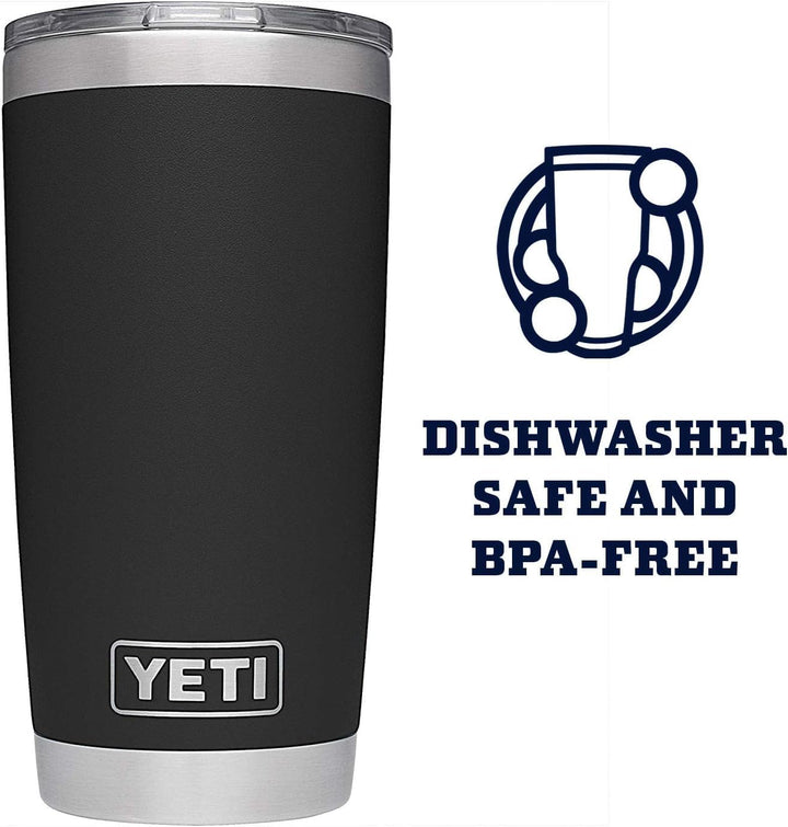 YETI Rambler Becher, 590 ml, Edelstahl, vakuumisoliert, mit MagSlider-Deckel Black 20oz (591ml), Bla